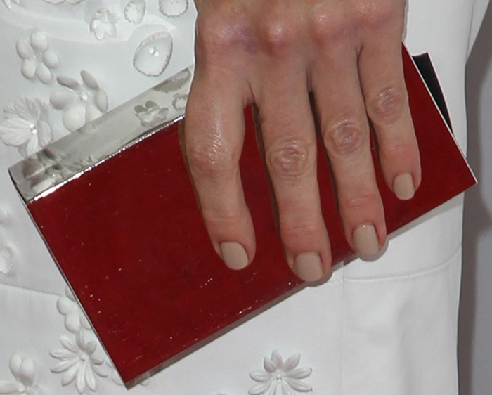 Hilary Swank toted a Calvin Klein clutch