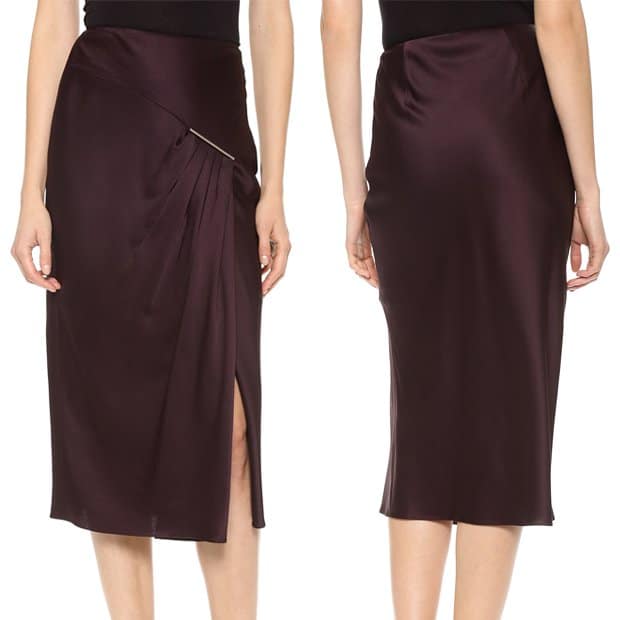 Jason Wu Tie Bar Ruched Midi Skirt