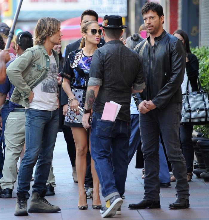 Jennifer Lopez, Harry Connick, Jr., and Keith Urban