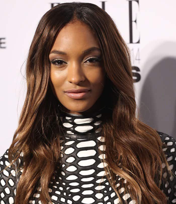 Jourdan Dunn stuns with her sleek makeup and glossy waves at the 2014 Elle Style Awards in London