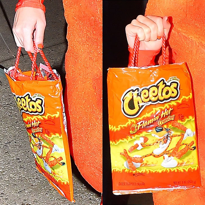 Katy Perry's Cheetos bag and orange nails