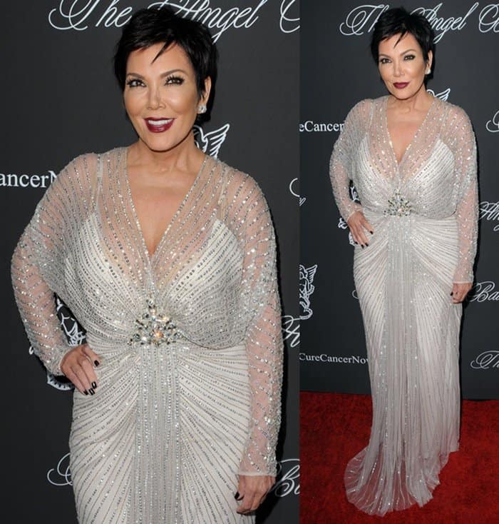 Kris Jenner in a flattering silver gown at the Angel Ball 2014