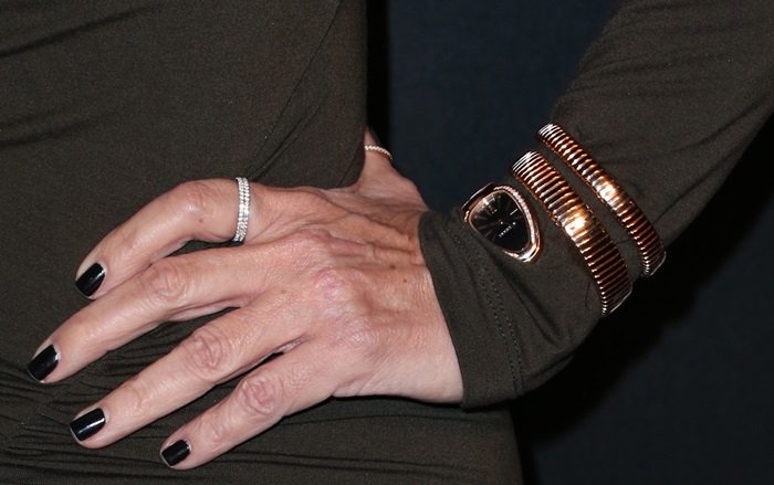 Kris Jenner's black manicure and jewelry