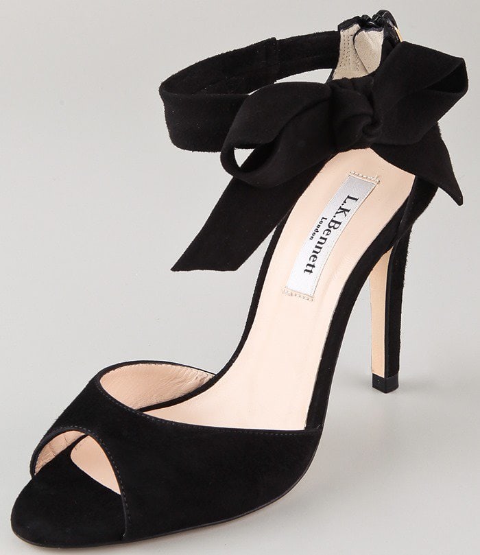 L.K. Bennett Agata Black Suede Bow Sandals