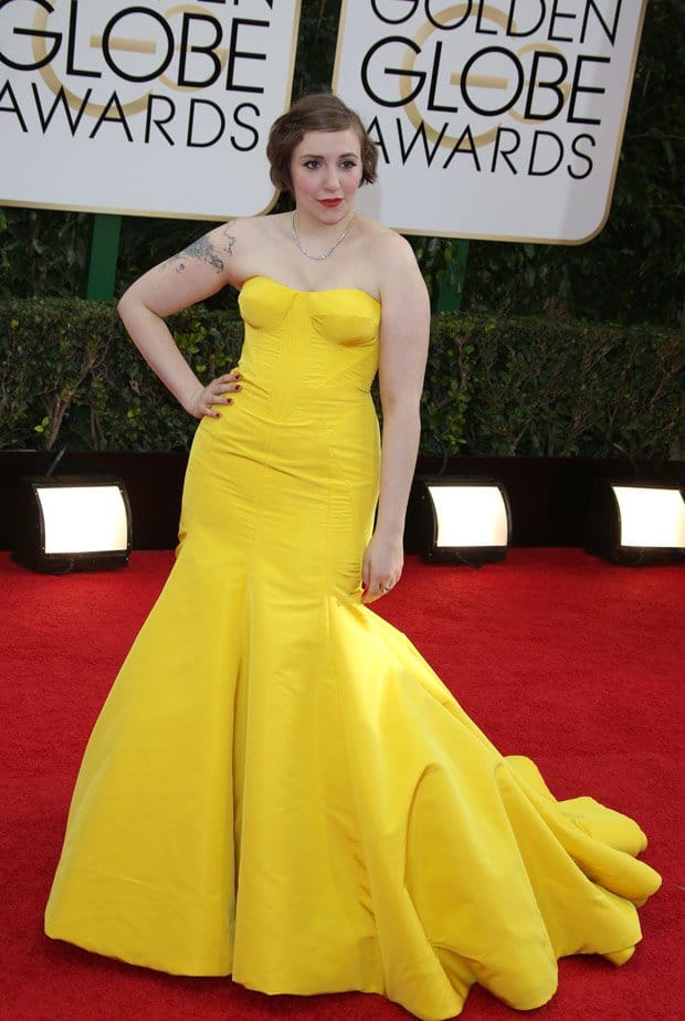 Lena Dunham at the 71st Annual Golden Globe Awards held at The Beverly Hilton Hotel in Los Angeles on January 12, 2014