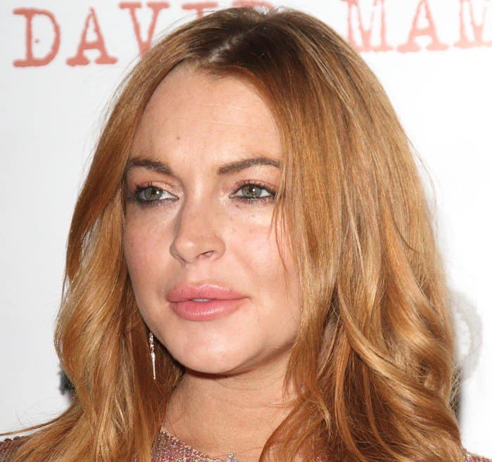 Lindsay Lohan exudes elegance with her flawless makeup and flowing hair at the 'Speed-the-Plow' press night after-party