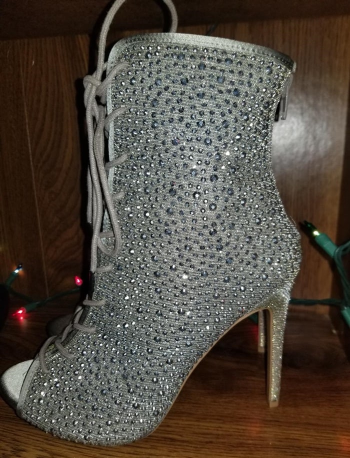 rhinestone booties heels