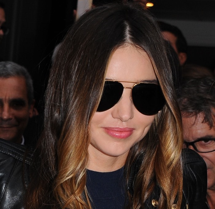 Miranda Kerr rocks Benedict Basic Aviators by Oliver Peoples at the Sonia Rykiel fashion show