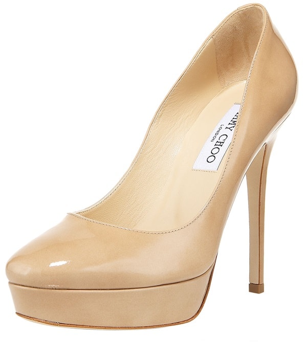 Jimmy Choo Cosmic Pumps in Nude Patent Leather