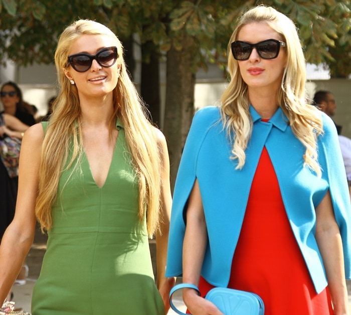 Paris and Nicky Hilton at the Valentino show as part of Paris Fashion Week Womenswear Spring/Summer 2015 in Paris, France, on September 30, 2014