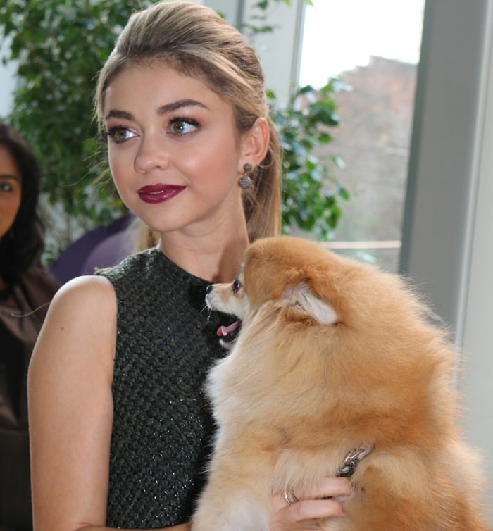 Sarah Hyland at the ASPCA and Swiffer event at Pillars 38 in New York City on October 21, 2014