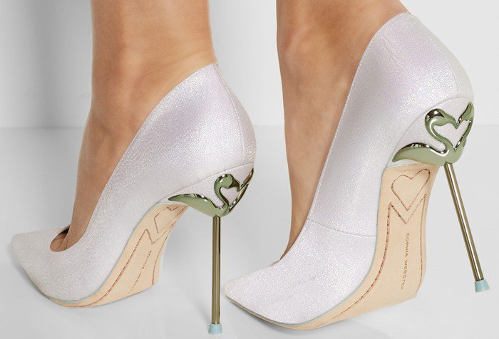 Sophia Webster White Coco Glitterfinished Twill Pumps