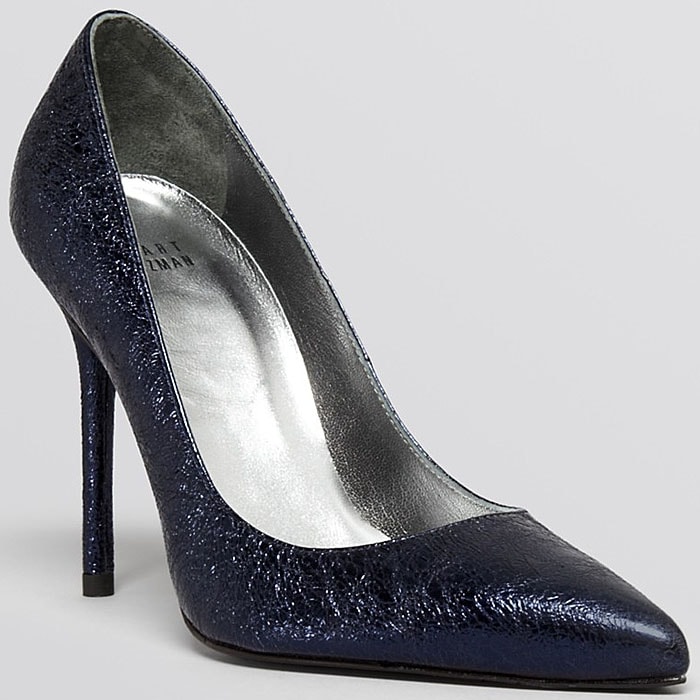 Stuart Weitzman Nouveau Pumps in Lapis Blue Foil Nappa