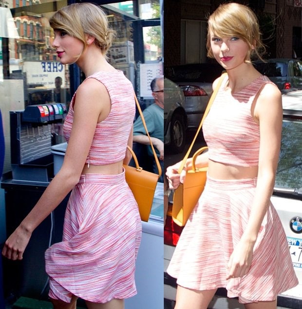 Taylor Swift's skater skirt and crop top by AQUA