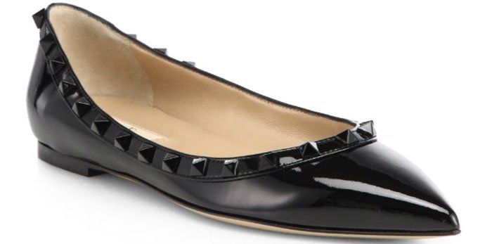 Valentino Punkouture Patent Leather Ballet Flats