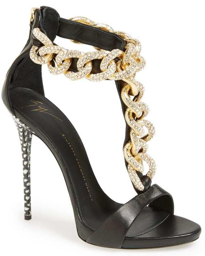 Giuseppe Zanotti Embellished Chain T-Strap Sandals