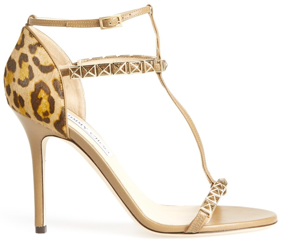 Jimmy Choo 'Flint' T Strap Sandals in Leopard Print