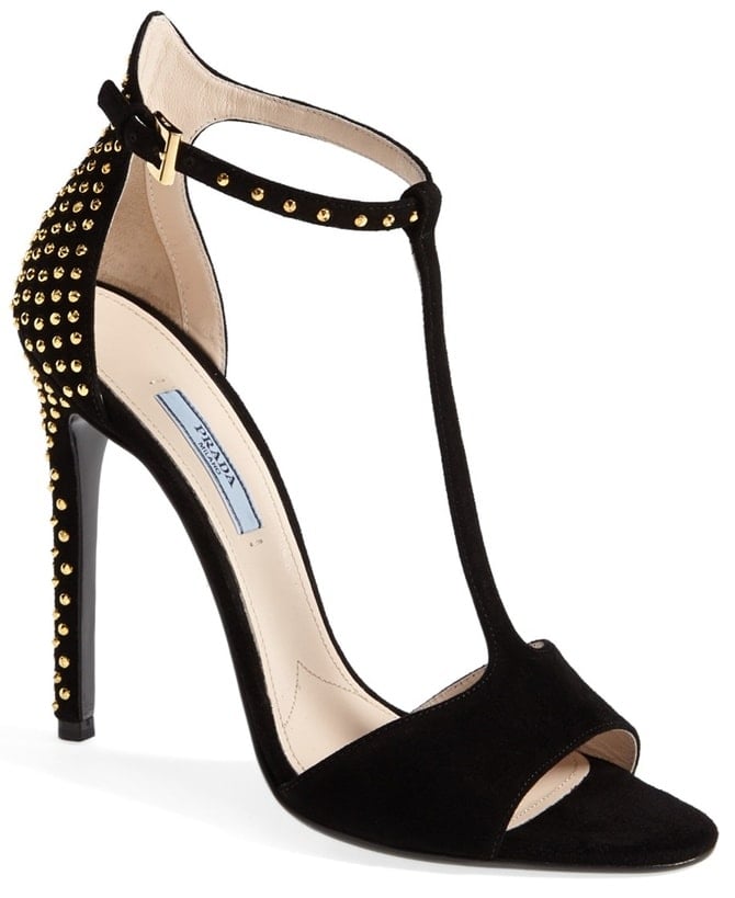 Prada Studded T-Strap Sandals