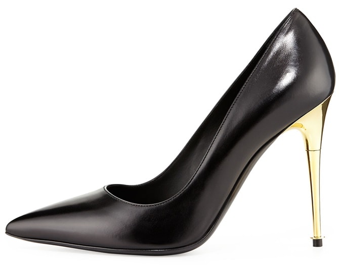 Tom Ford Gold-Heel Pointy-Toe Pumps