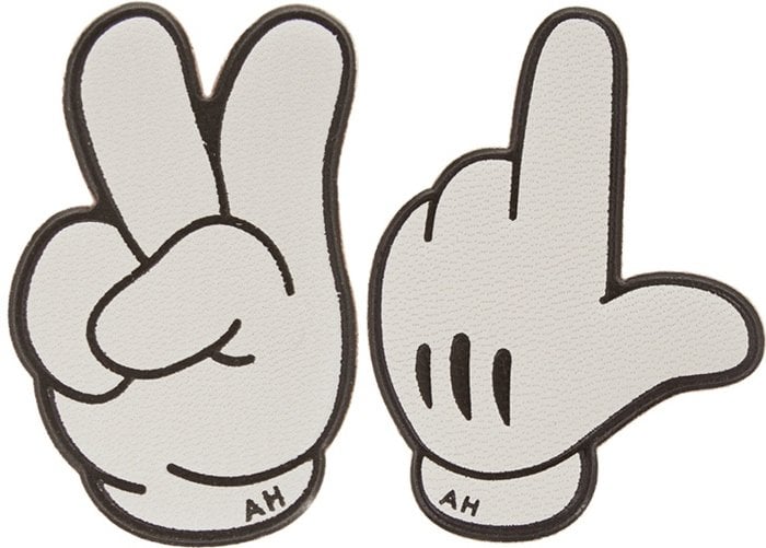 Anya Hindmarch Victory Sign Textured Leather Adhesive Sticker