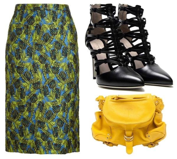 Achieve a polished and sophisticated look by wearing your camisole top with a printed pencil skirt
