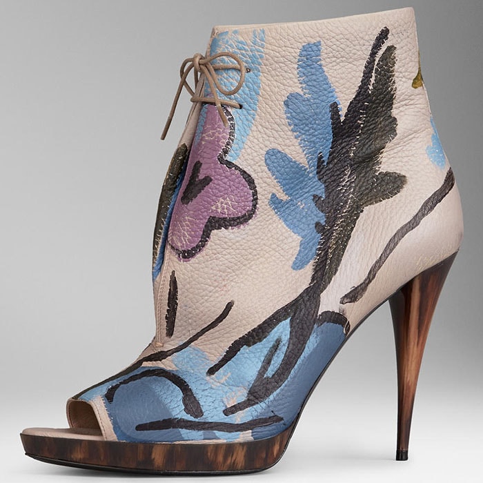 Burberry Fall 2014 Hand-Painted Leather Ankle Boots