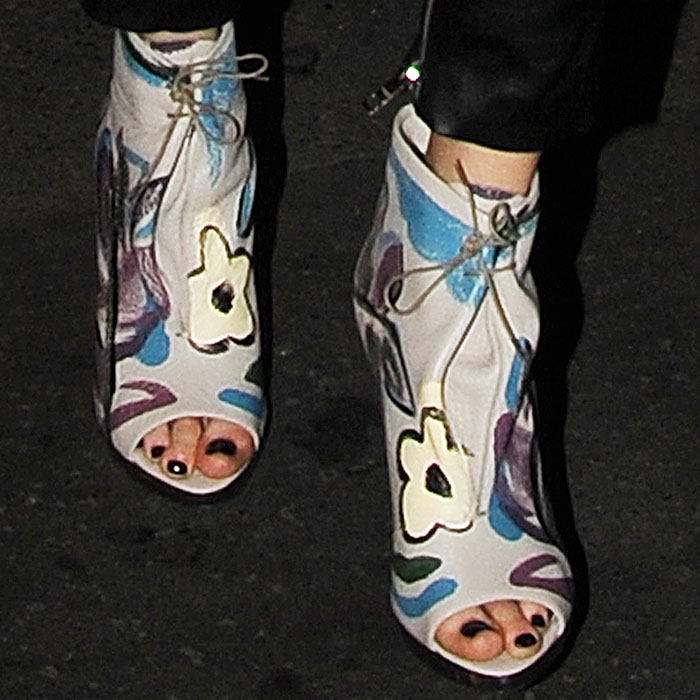 Cara Delevingne's sexy feet in Burberry hand-painted booties