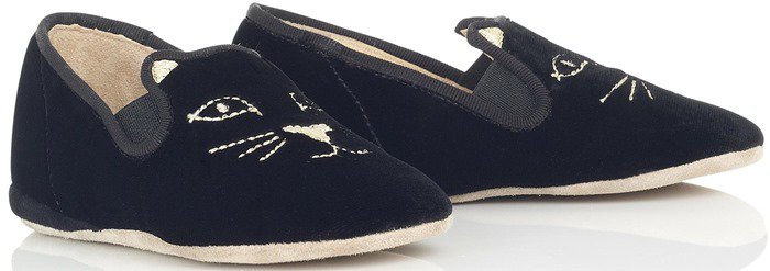 Charlotte Olympia Black Incy Kitten Slippers