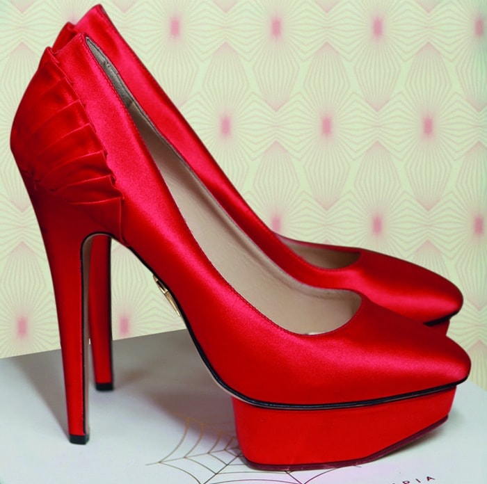 Charlotte Olympia Red Paloma Satin Pumps