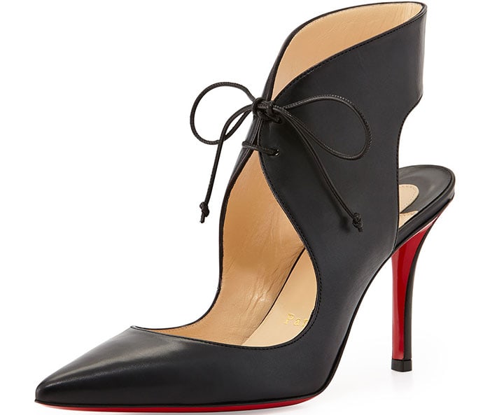 Christian Louboutin "Franca" Lace-Up Red-Sole Pumps