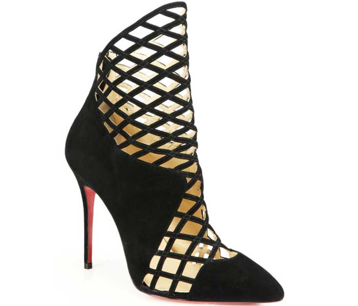 Christian Louboutin "Mrs Bouglione" Suede Cage Ankle Boots