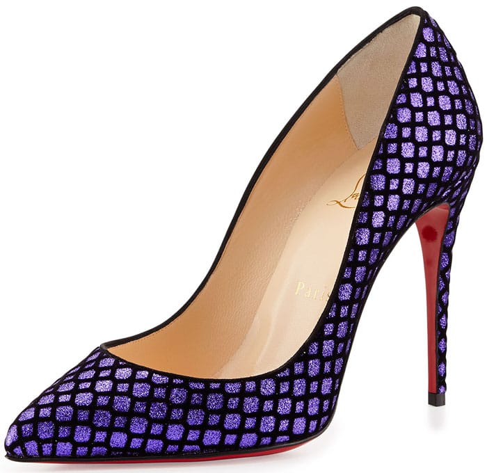 Christian Louboutin Pigalle Follies Suede-Fishnet Glitter Pumps