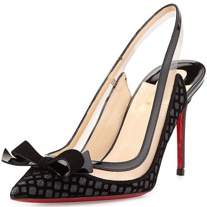 Christian Louboutin Suspenodo flocked slingback pumps