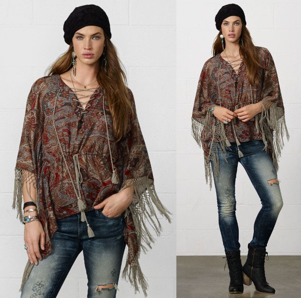 Fringed Poncho Top