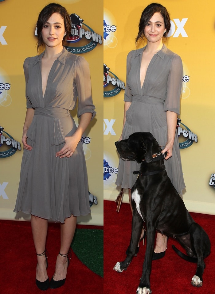 Emmy Rossum at Fox’s Cause for Paws: An All-Star Dog Spectacular held at Barker Hangar at the Santa Monica Airport in Santa Monica on November 22, 2014