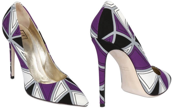 Fausto Puglisi White 120mm Geometric Printed Silk Cady Pumps