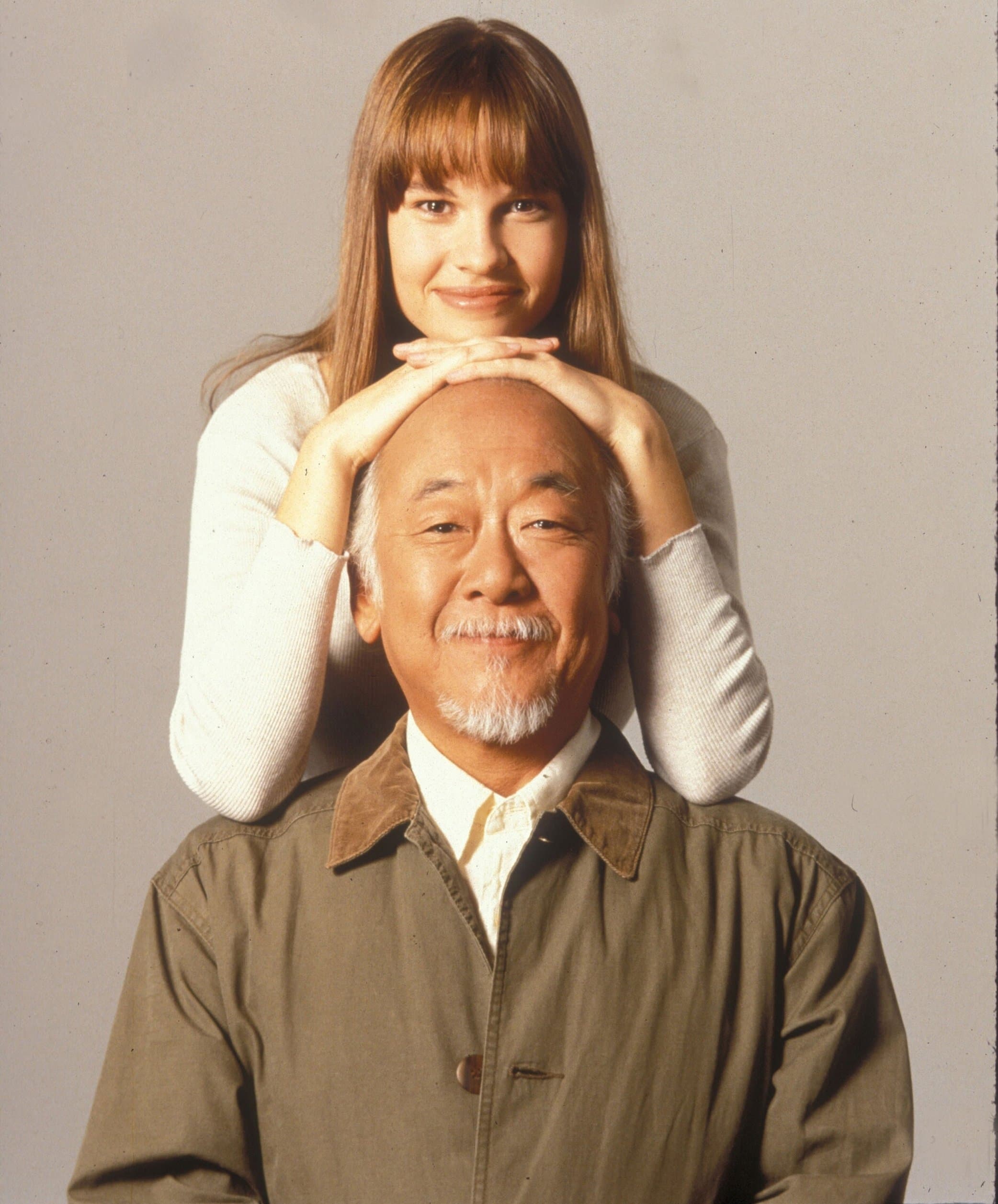 Hilary Swank and Pat Morita in The Next Karate Kid (Credit: Columbia Pictures)