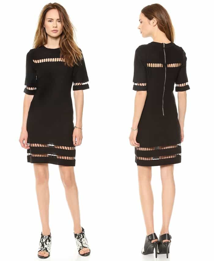 JOA Short Sleeve Dress with Mesh Inserts