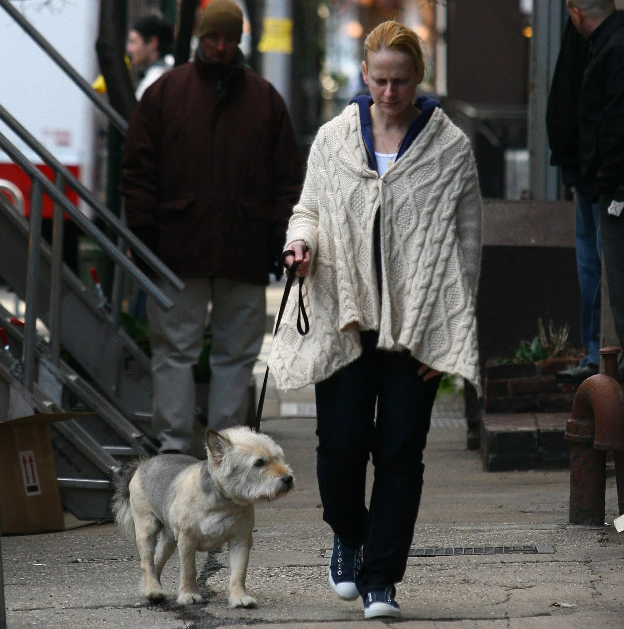 Jennifer Aniston's corgi-terrier mix dog Norman is walked on the film set of 'The Baster'