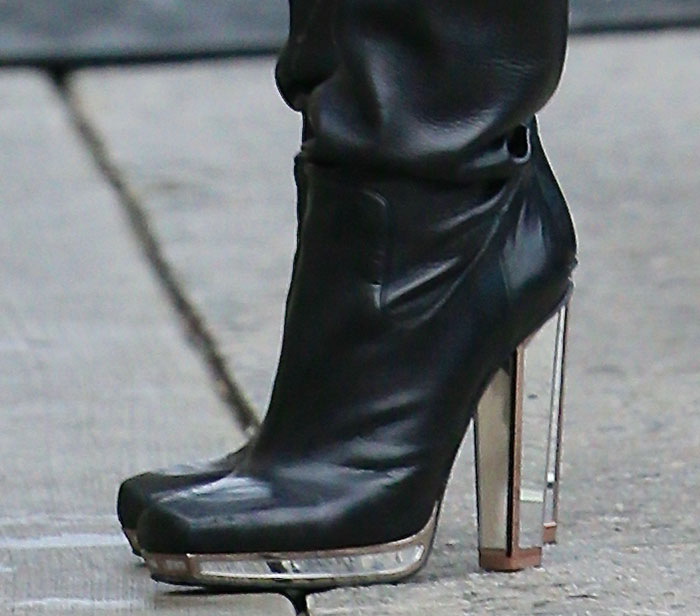 Jessie J wearing Yves Saint Laurent boots