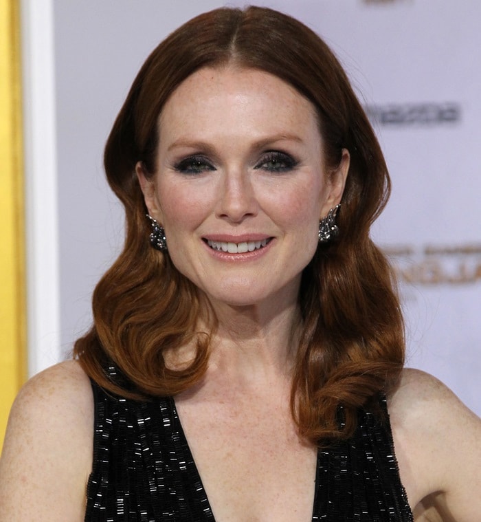 Julianne Moore at the premiere of The Hunger Games: Mockingjay — Part 1 held at Nokia Theatre L.A. Live in Los Angeles on November 17, 2014