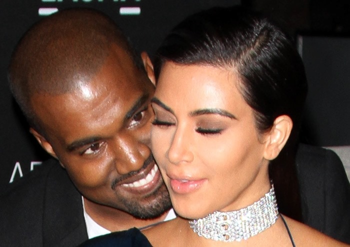 Kim Kardashian and Kanye West at the 2014 LACMA Art + Film Gala honoring Barbara Kruger and Quentin Tarantino presented by Gucci at LACMA in Los Angeles on November 1, 2014