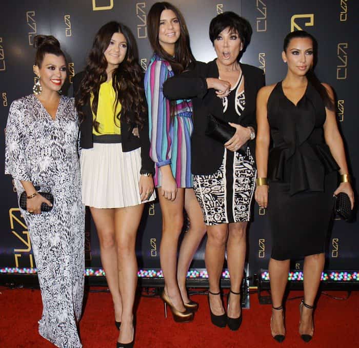 Kourtney Kardashian, Kylie Jenner, Kendall Jenner, Kris Jenner, and Kim Kardashian at the RYU Restaurant Grand Opening at RYU in New York City