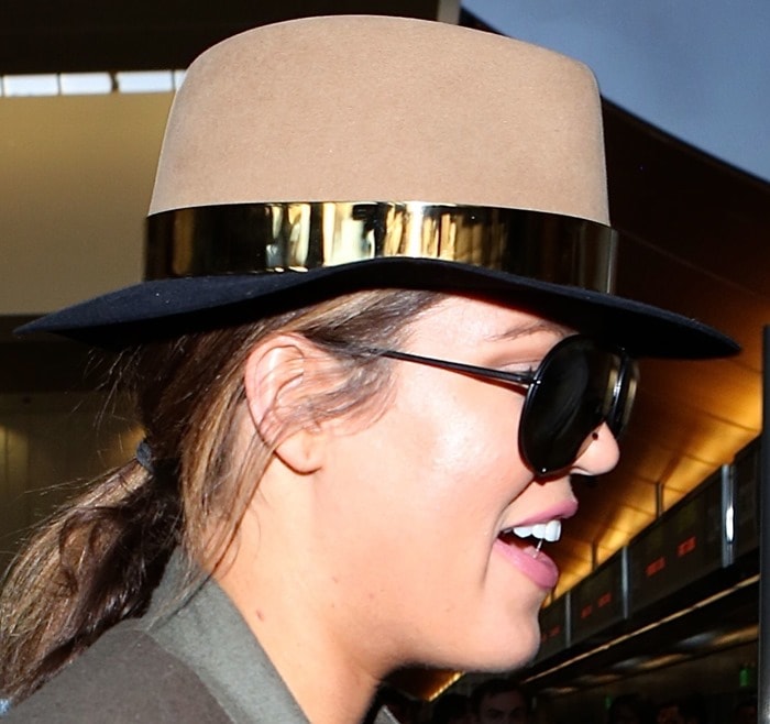 Khloe Kardashian rocking a hat by Maison Michel