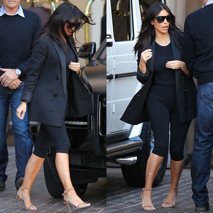 Kim Kardashian arriving for sister Kourtney's baby shower