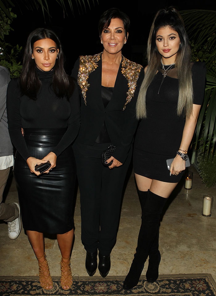 Kim Kardashian, Kris Jenner, and Kylie Jenner at French Montana's 30th birthday bash hosted by Ciroc Pineapple in Los Angeles on November 9, 2014