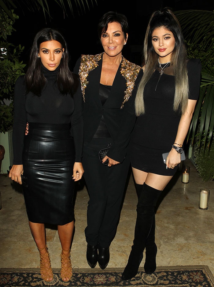 Kim Kardashian, Kris Jenner, and Kylie Jenner at French Montana's birthday celebration