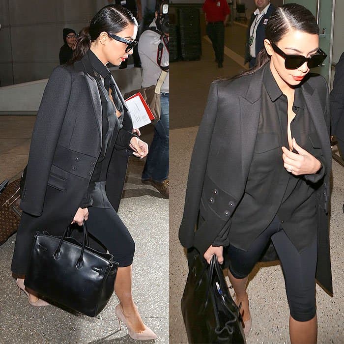 Kim was most recently spotted rocking cropped leggings upon arriving at LAX from Dubai