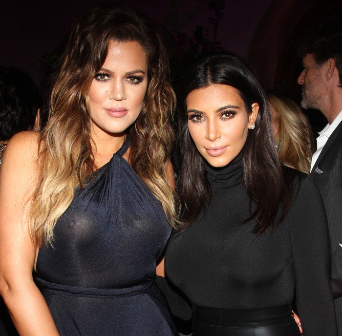 Khloé Kardashian and Kim Kardashian at French Montana’s birthday celebration in Bel Air, Los Angeles, on November 9, 2014