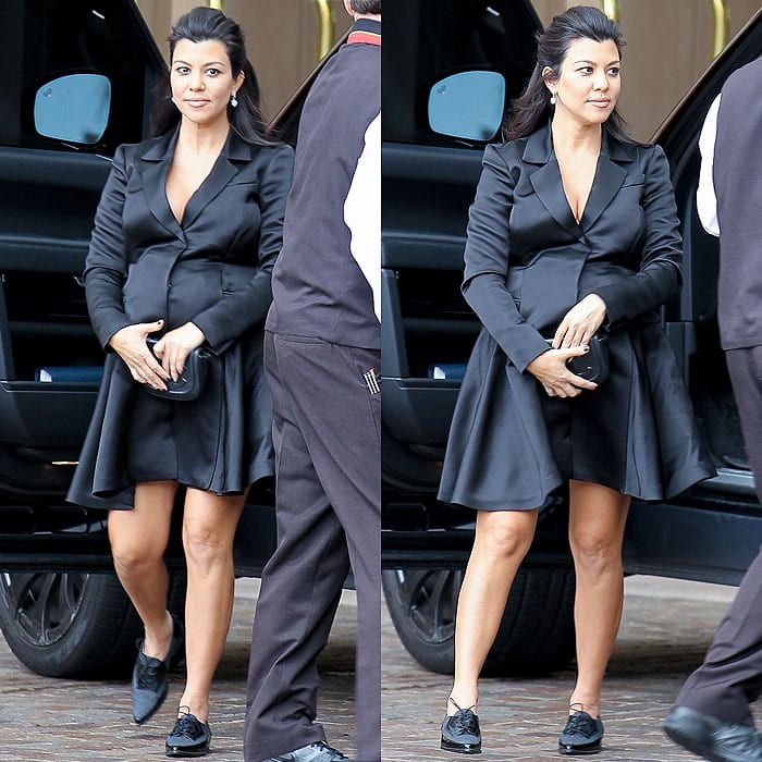 Kourtney Kardashian arriving for her baby shower brunch at the Montage Beverly Hills hotel